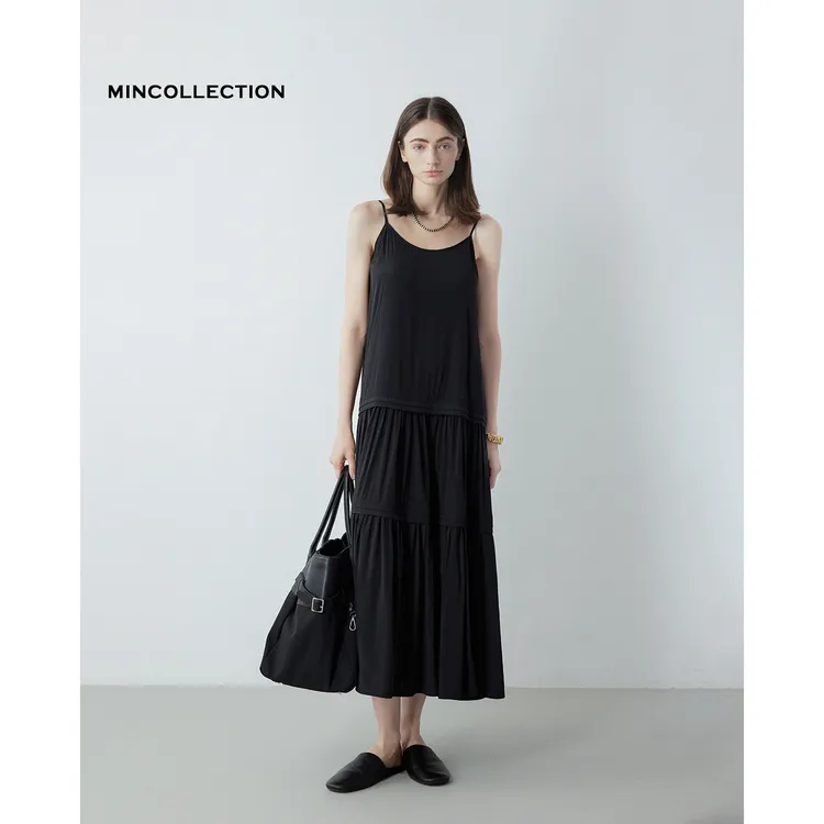 DE Mincollection千层裙/轻盈飘逸塔克褶大裙摆吊带连衣裙55194