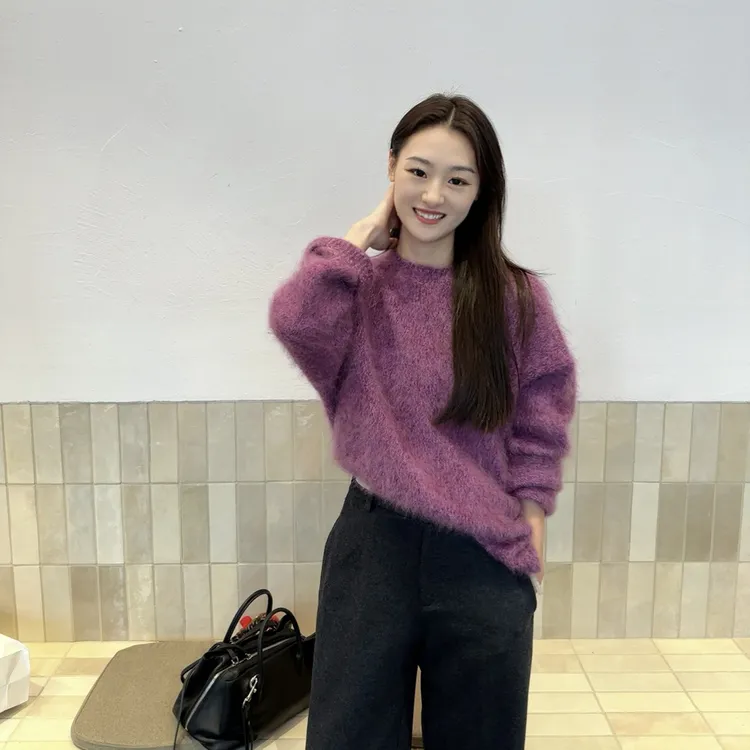 火桐hooton 繁花系列 圆领山羊绒拉绒套头衫