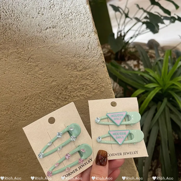 【实拍】颜色的蓝色发夹小众气质个性甜美钻钻发饰韩版少女刘海夹