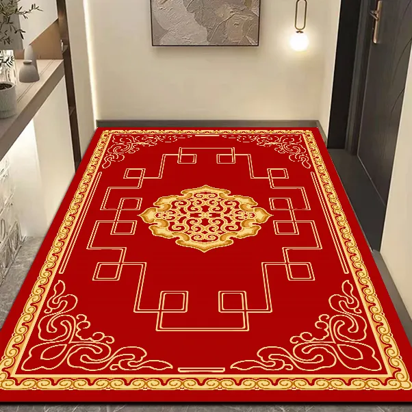 硅藻泥红色喜庆防滑地垫脚垫家用入户门垫中式玄关地垫入户门垫