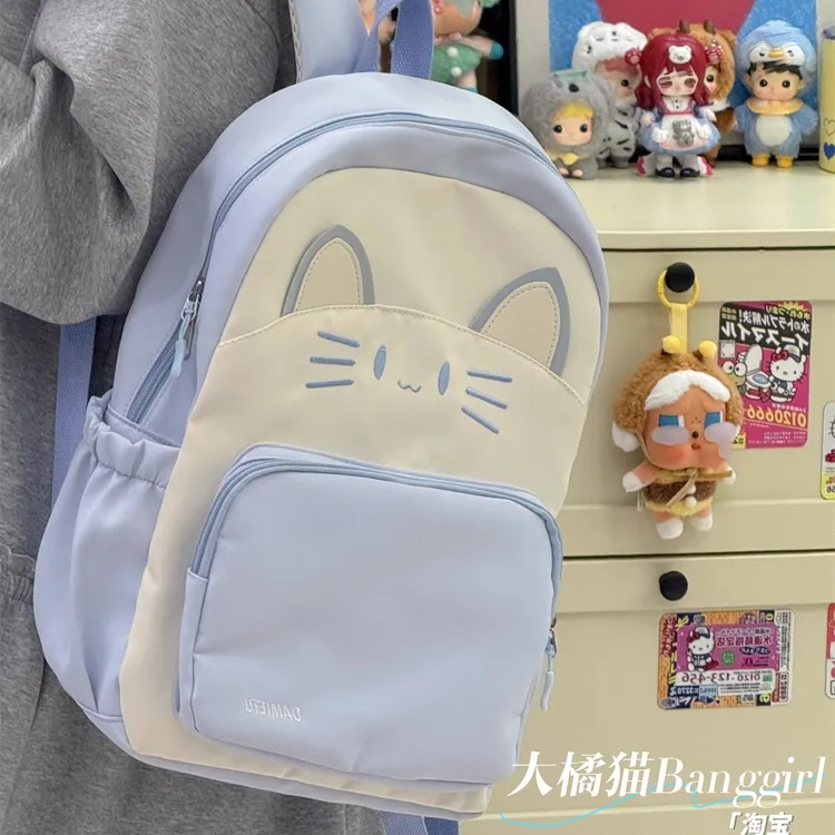ZY日系可爱卡通猫咪学生书包初中生大容量休闲百搭双肩包旅行背包