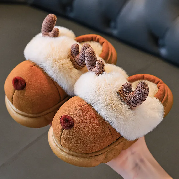 儿童拖鞋冬2025新款卡通可爱加绒保暖防滑居家室内宝宝亲子棉鞋