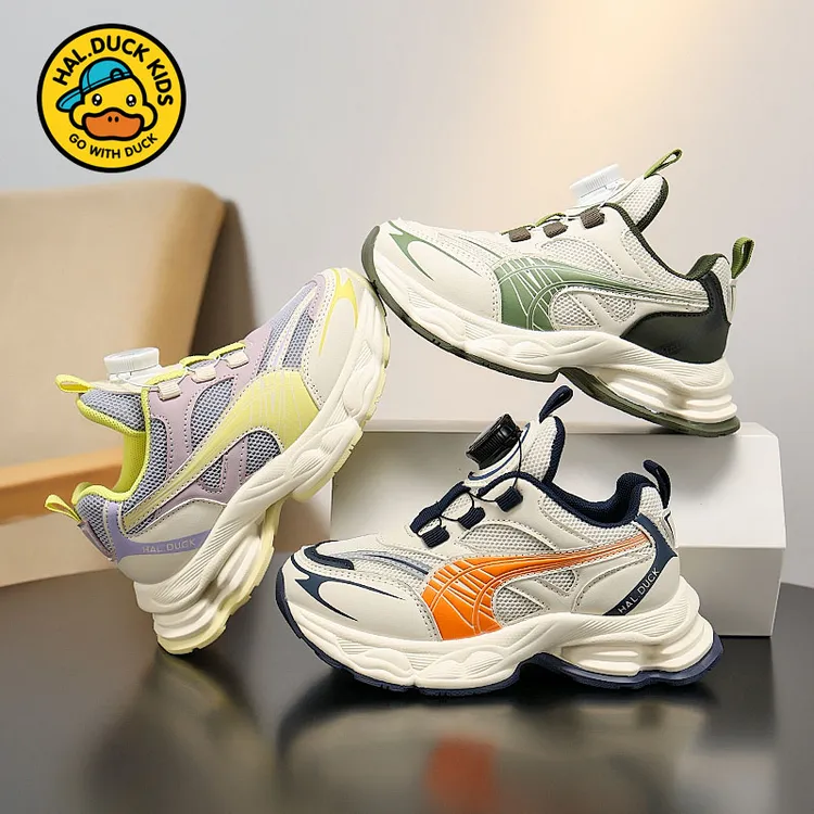 小黄鸭男童鞋子2025秋季新款小男孩帅气百搭透气网面儿童运动鞋子