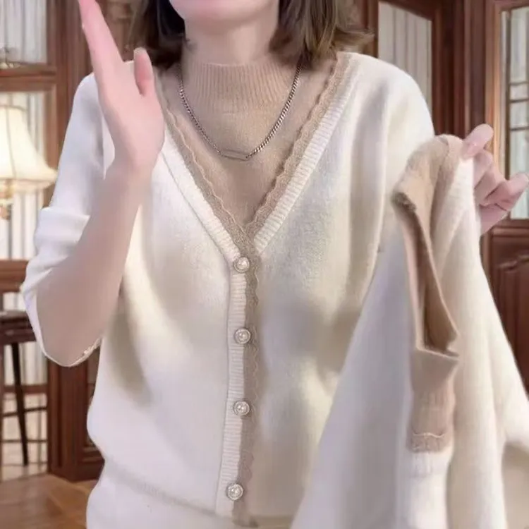 上衣女毛衣套头款开衫气质厚款立领常规款毛针织衫