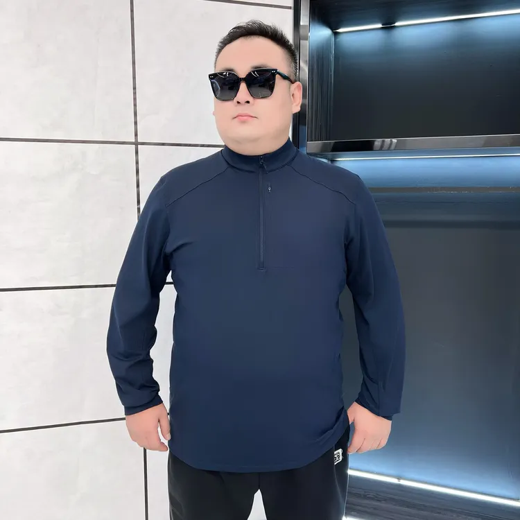 大码男装 秋冬户外长袖卫衣 男士加大半拉链长袖打底5235