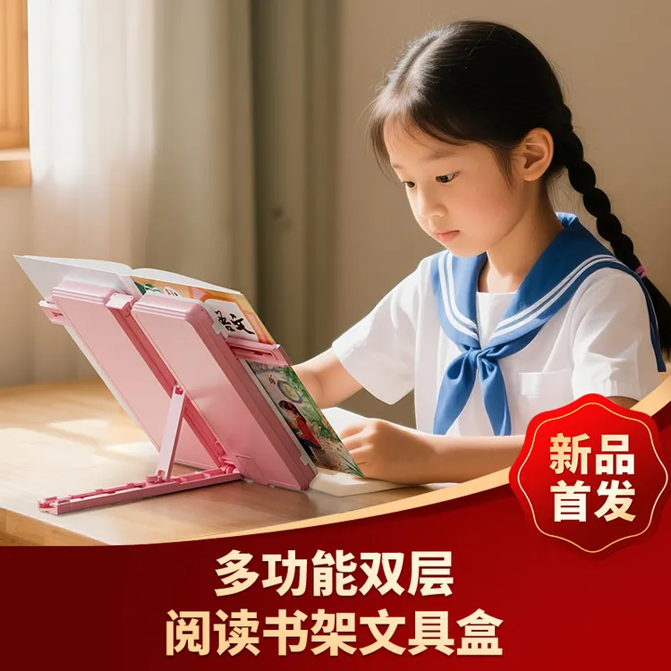 【开学季】创意写字板多功能文具盒简约可折叠阅读架立架放书学生桌