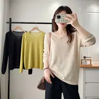 JIANAOBEN/简澳本大码洋气显瘦宽松纯色百搭薄款针织衫内搭上衣