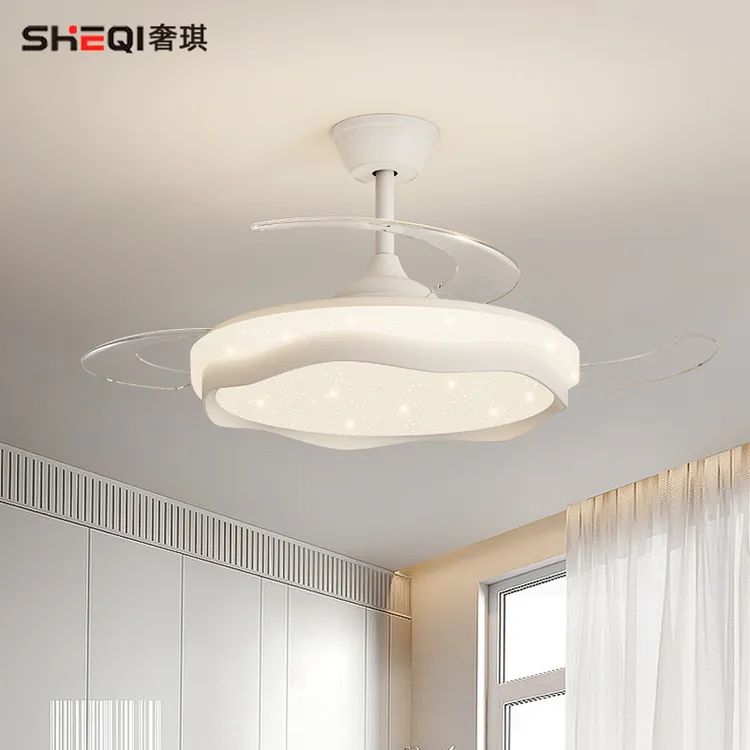 奶油风卧室吸顶灯2025新款电风扇灯可摇头现代简约中山灯具餐厅灯