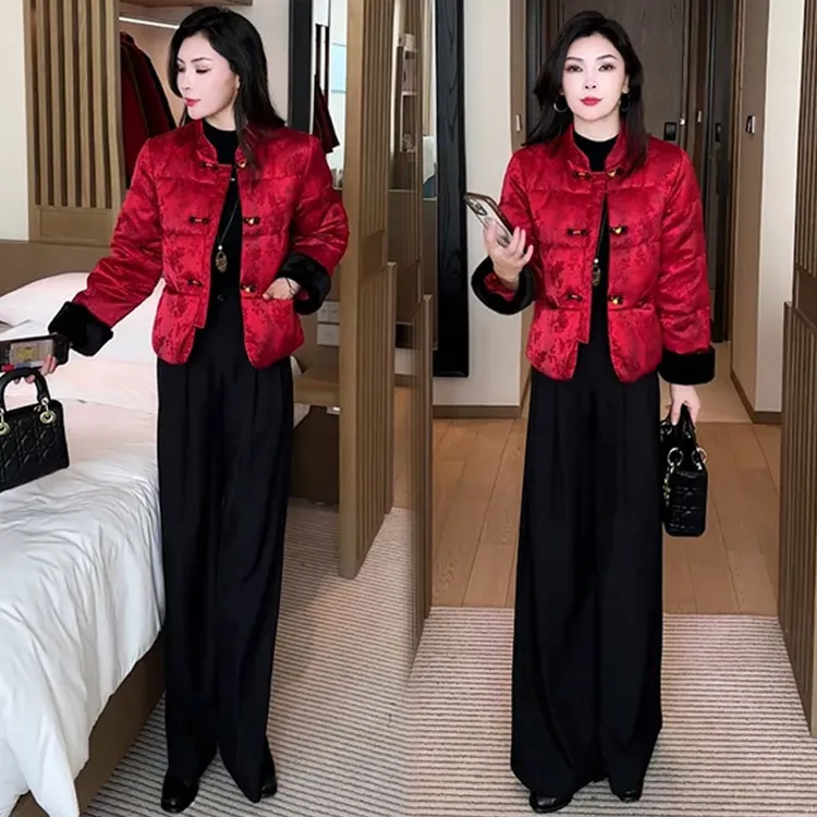 新中式国风棉衣棉服外套女2025冬季新款时髦洋气盘扣提花短款棉袄