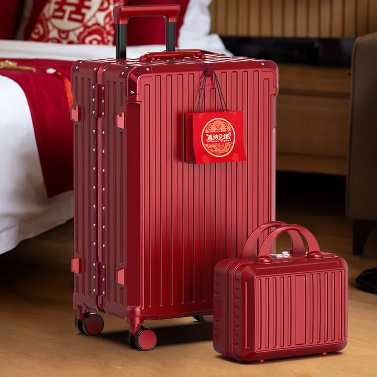 雷杰尼多功能新娘结婚陪嫁行李箱拉杆箱女方婚礼嫁妆婚嫁密码箱