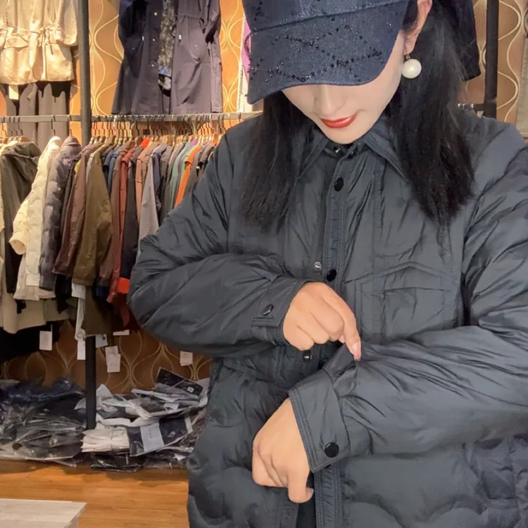 韩尤简同款百搭修身90白鸭绒羽绒服外套