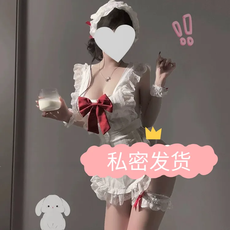 新款镂空蕾丝荷叶边lolita小胸睡衣夏季女仆制服厨娘女佣睡裙性感