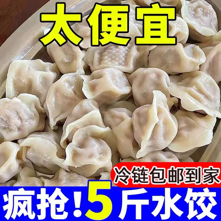   【包邮到家 净重5斤】牛羊肉猪肉大葱大馅手工包韭菜速冻饺子