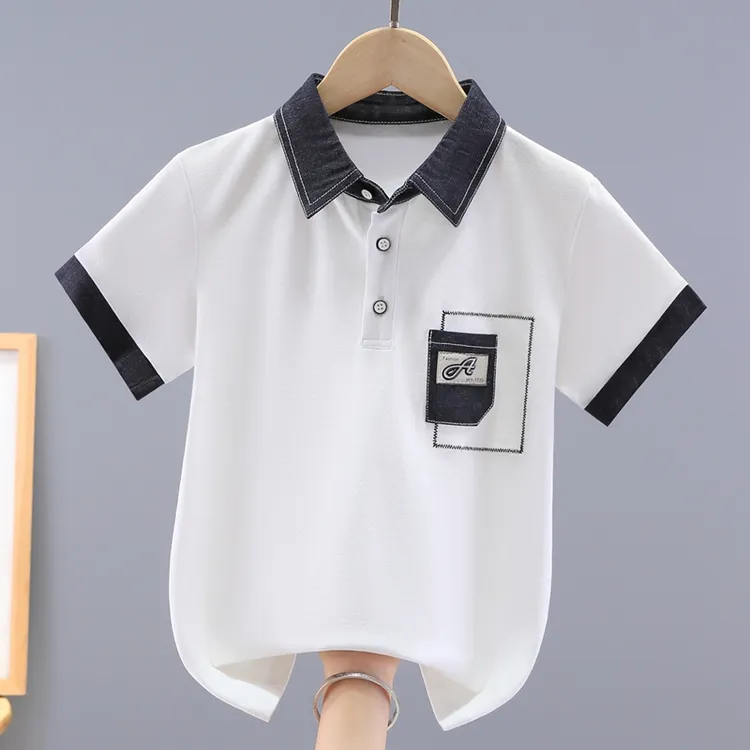 男童纯棉短袖t恤2025新款夏装夏季薄款白色儿童男孩POLO衫上衣T恤