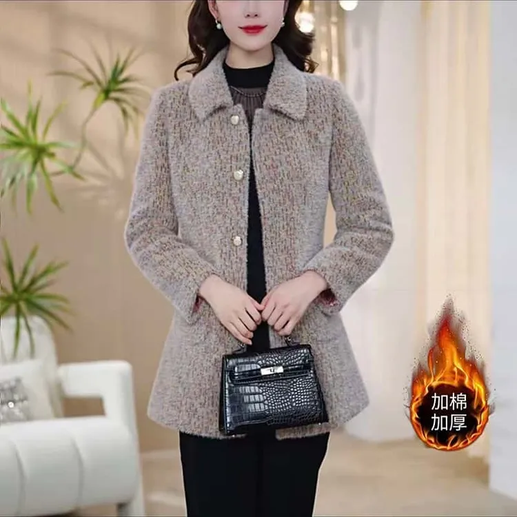 B830【毛呢外套】2025冬季新款时尚洋气加厚保暖休闲减龄毛呢外套