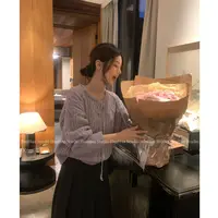 【花花】迷迭薰衣草~韩系设计感系带粗针麻花立体组织套头毛衣