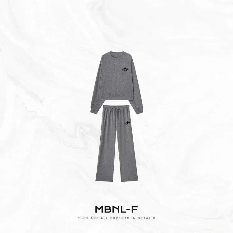 MBNL-F "灰调十字花" 随性感密织定染卫衣套装 秦磊XM-XTZ5506