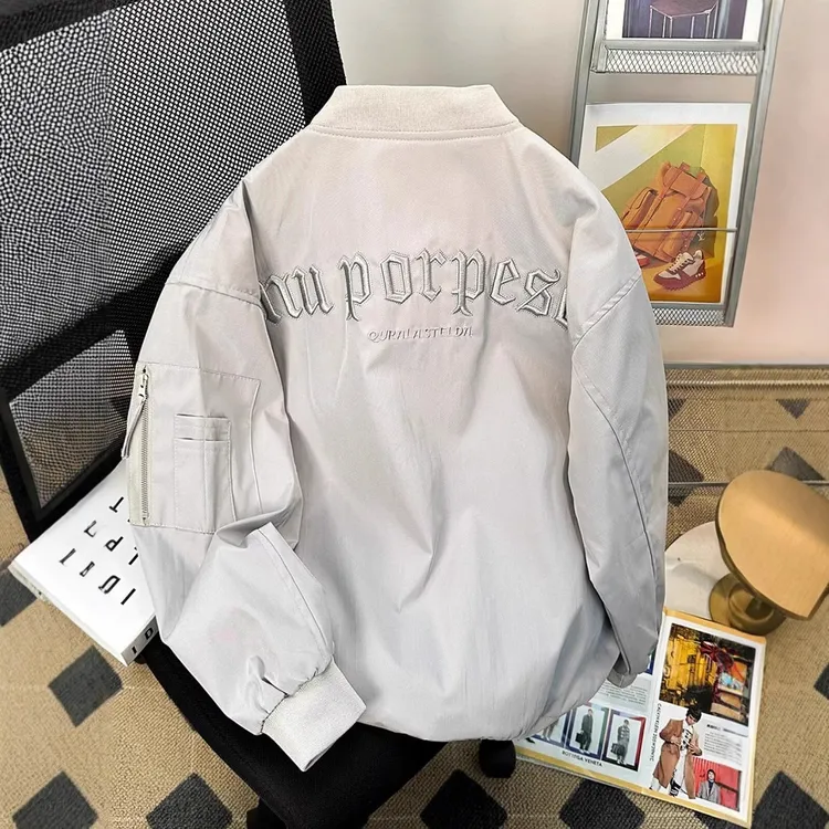 美式vibe刺绣棒球服男款春秋季潮牌高街外套宽松情侣飞行员夹克男