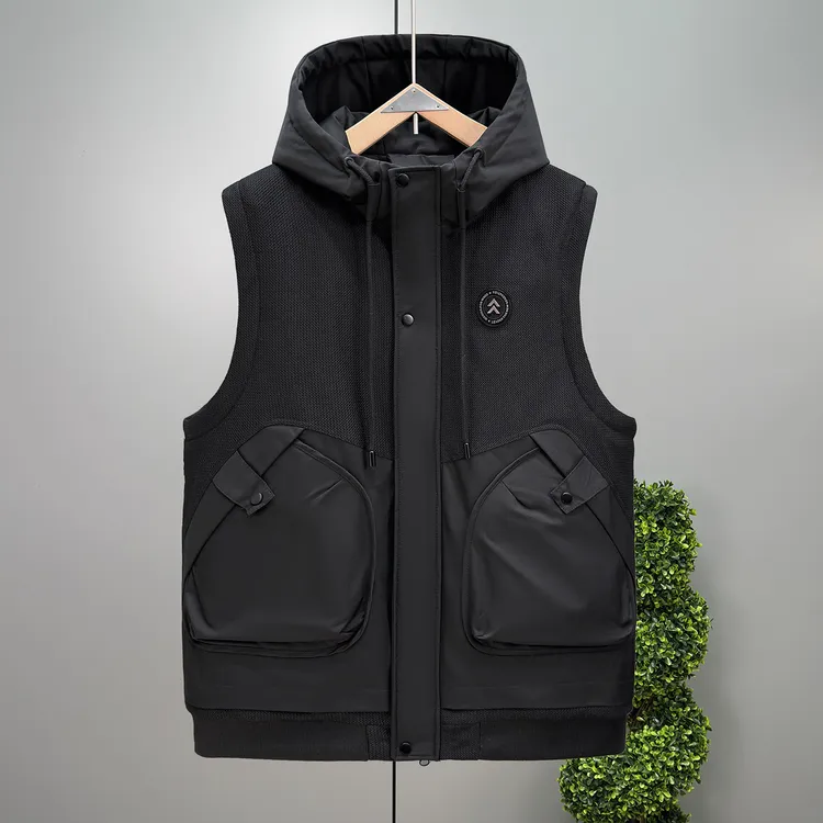 2025新款男士加肥加大潮流大码冬季帅连帽马甲坎肩时尚百搭350斤