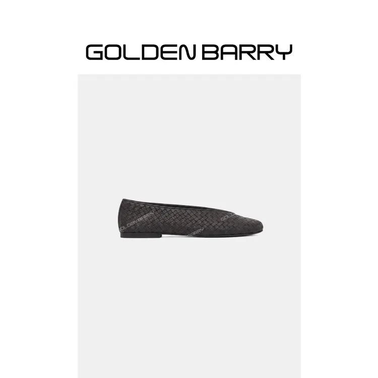 GOLDENBARRY浅口圆头编织单鞋646092