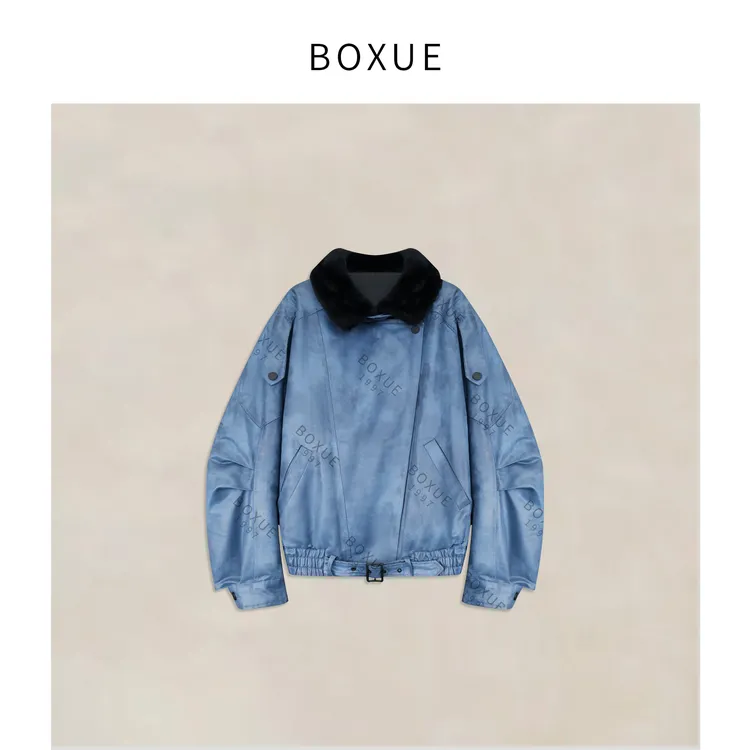 BOXUE“风迹”2025秋冬皮毛一体90鹅绒羽绒服外套#251001YR5417