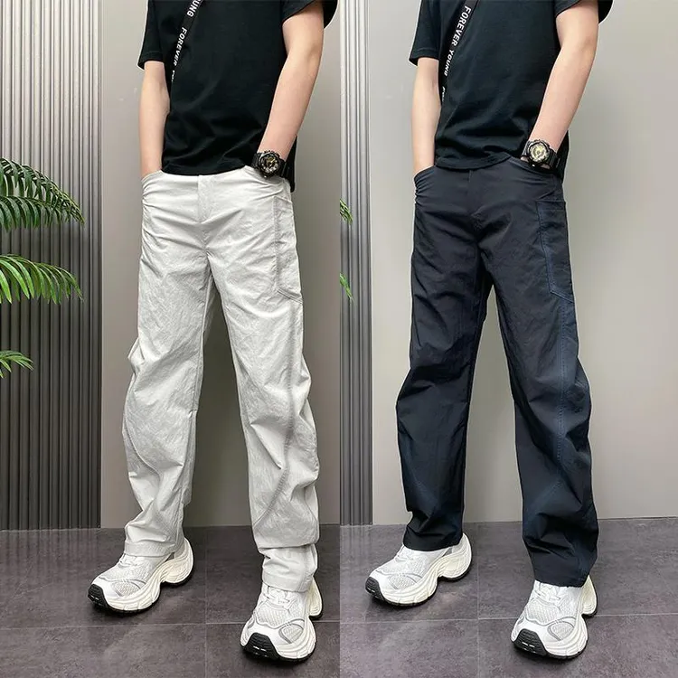 2026夏季透气薄款百搭潮流痞帅宽松哈伦弯刀裤青年男士休闲条纹裤商品图