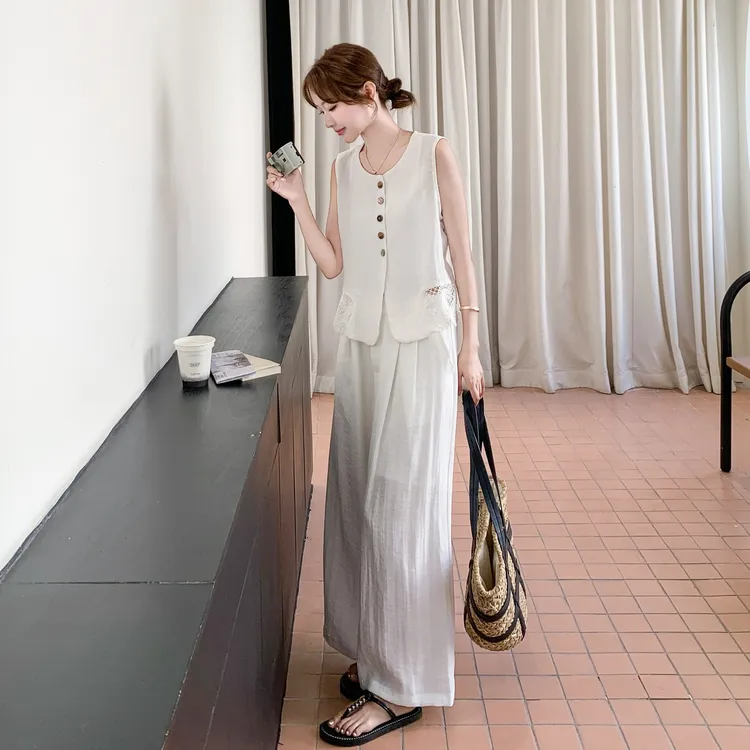 马甲裤子套装夏季显瘦气质无袖