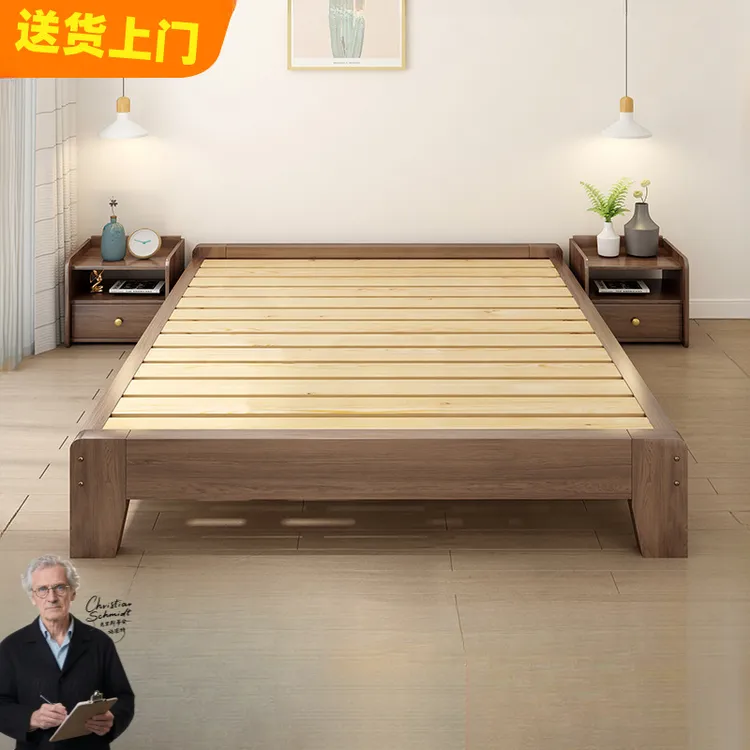 实木无床头床1.2/35/5/8米板式无靠背床架榻榻米排骨架双人床