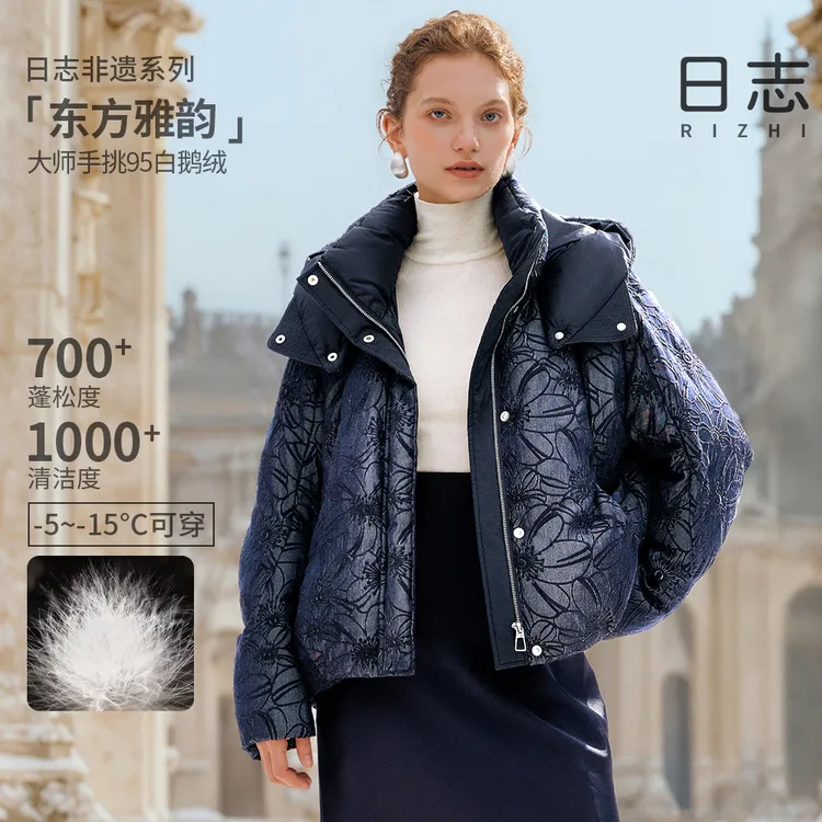 日志【非遗宋锦繁花】连帽千金风极简风花苞户外百搭AD54Y608