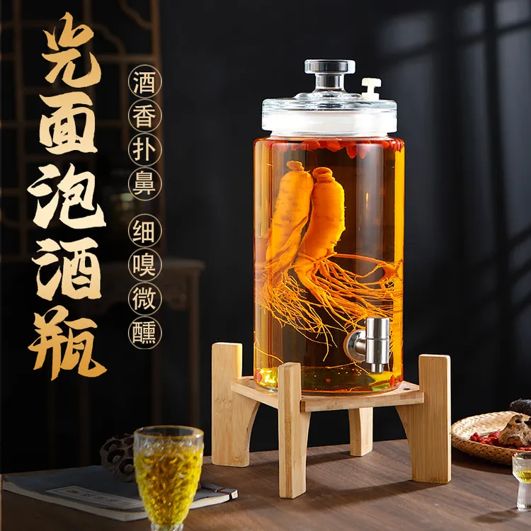 泡酒玻璃瓶家用高档密封容器人参白酒药酒罐酒坛子带龙头专用酒瓶