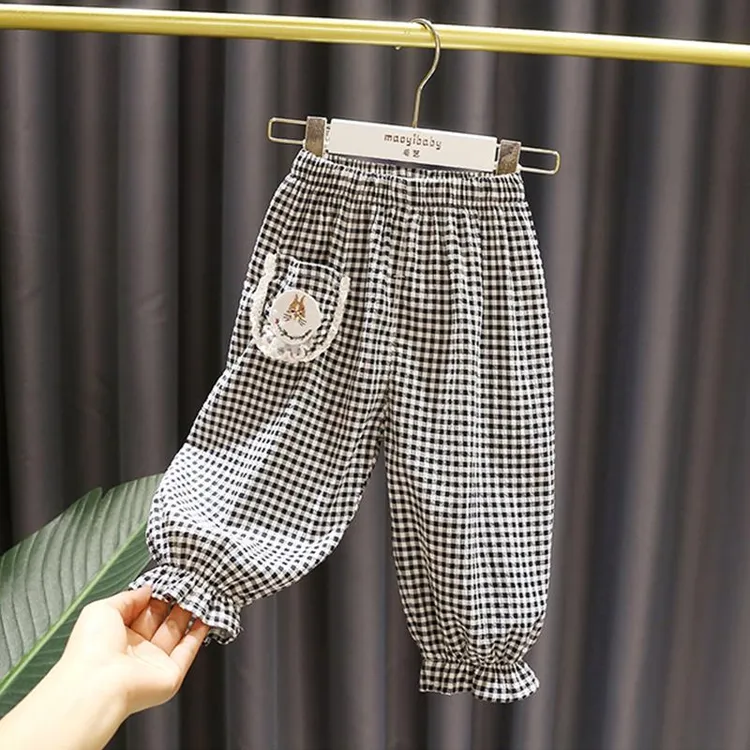1-6岁女宝宝格子休闲灯笼裤3女婴儿童秋夏季女童超亲肤薄棉防蚊裤