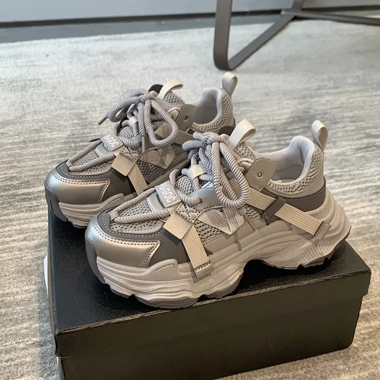 【浠儿家】网面老爹鞋女厚底松糕鞋新款百搭爆款小个子增高休闲女