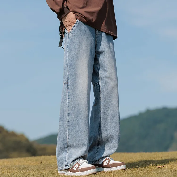 直筒宽松纯色卫裤男士春秋季2025新款夏天运动牛仔裤男生休闲长裤
