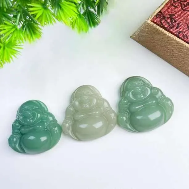 天然东陵玉弥勒佛大肚佛吊坠满色项链(多样性发货发其一)卡50mm