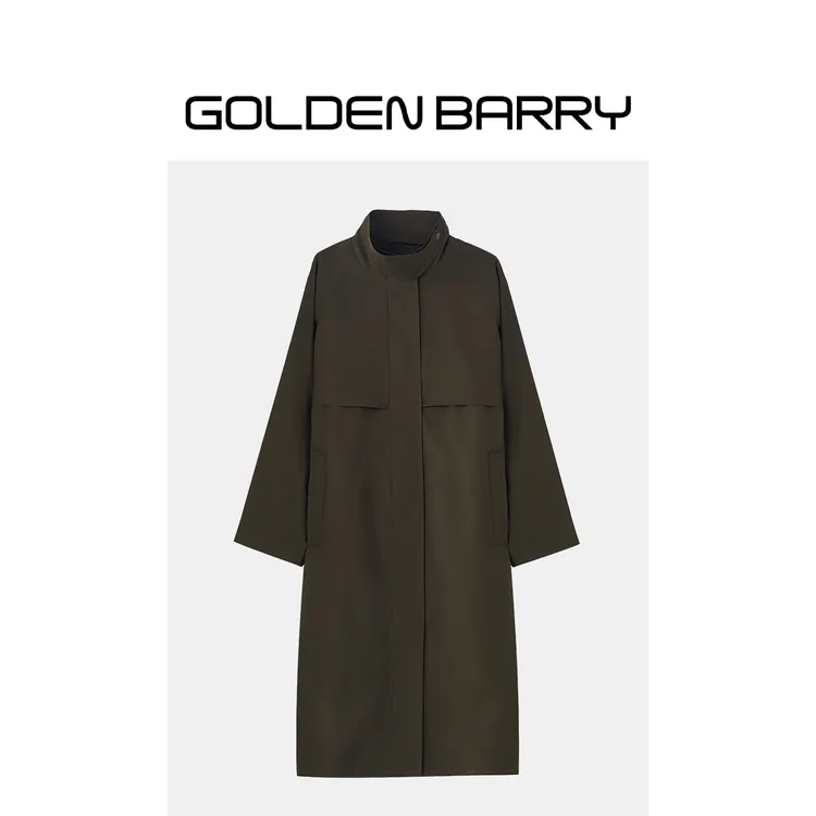 GOLDENBARRY|110041设计感立领长款风衣外套