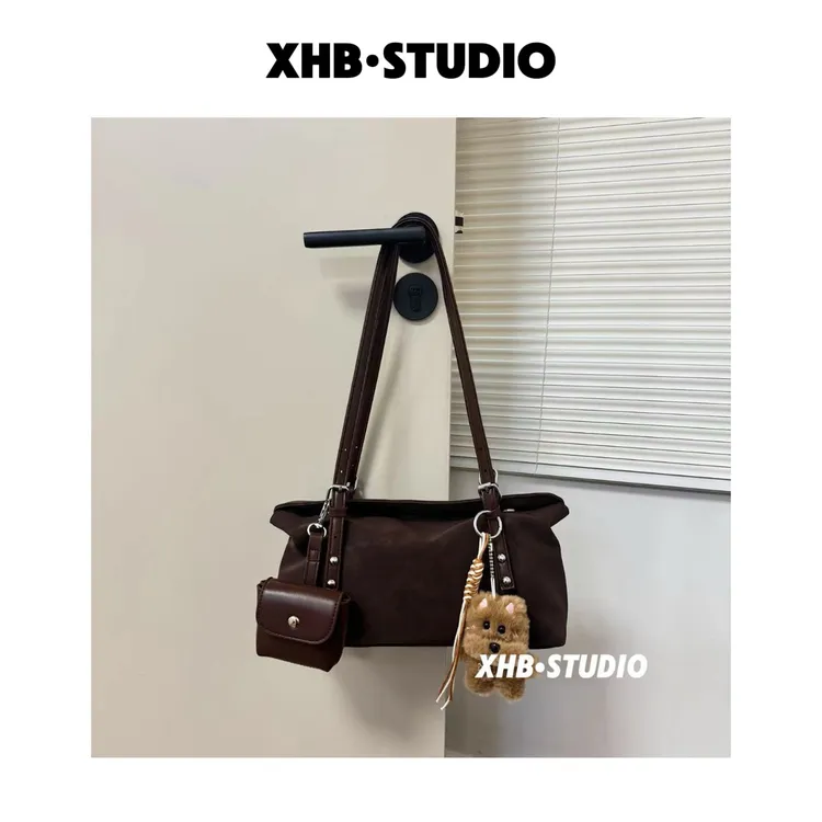 复古麂皮绒单肩腋下枕头包包女秋冬2025新款时尚韩国大容量托特包