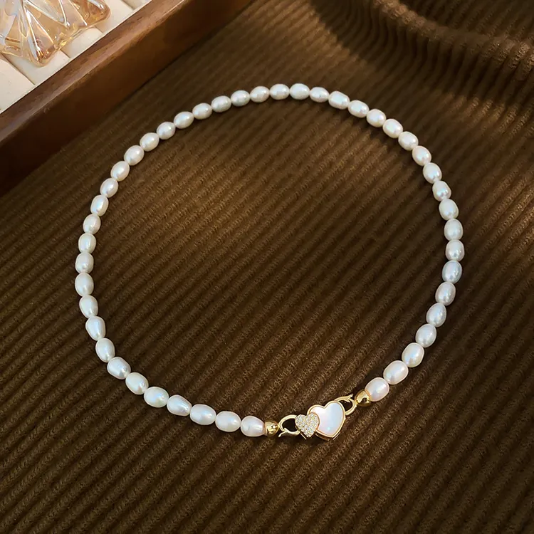 天然淡水珍珠项链女气质减龄时尚爱心毛衣链网红高级感颈链锁骨链