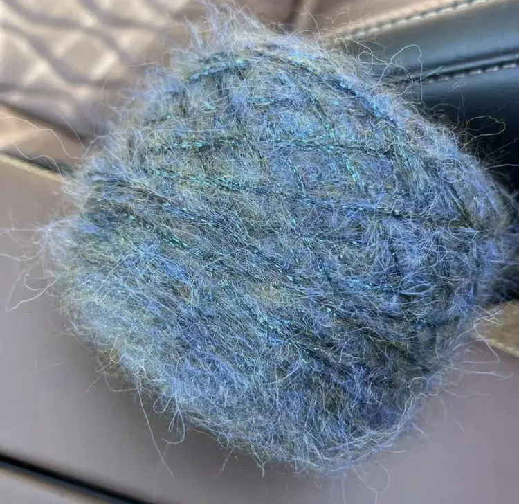 星空蓝眼泪金葱羊毛马海毛手工柔软编织线一团一两50克
