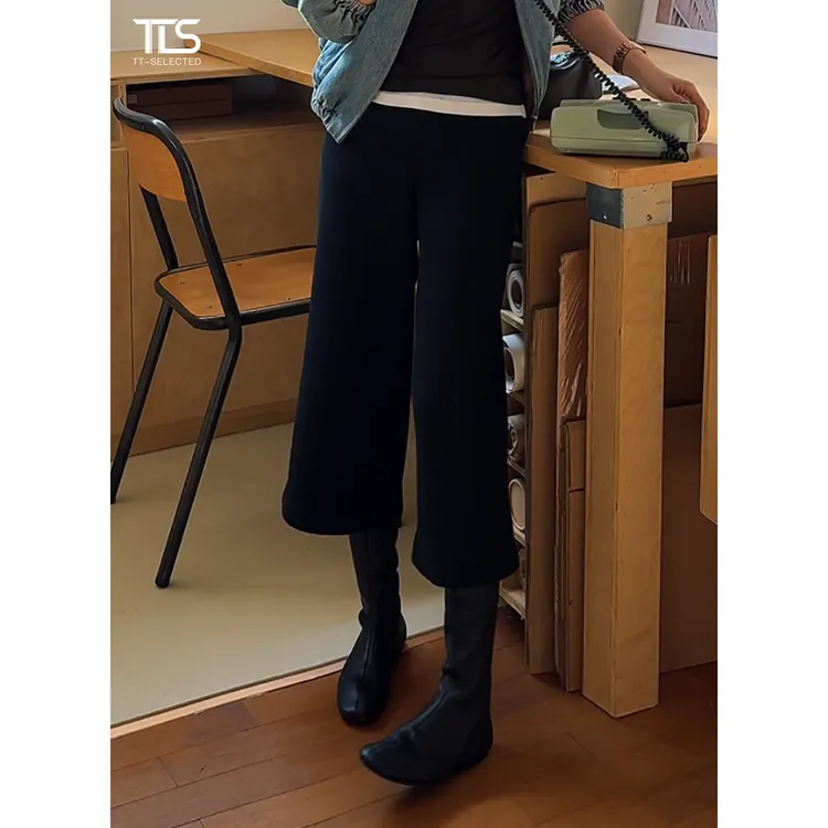 TT【百搭王】绵羊毛醋酸极简中高腰双层加厚松紧腰八分休闲裤CK5086
