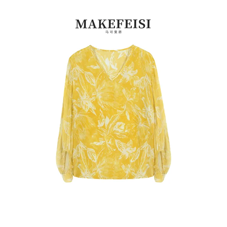 风铃花语|巨显白~夏日清凉双绉印花上衣SY_S604