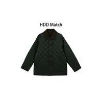HDD- "暖暖冬季" 90白鸭绒 定制拼接条绒领宽松羽绒服外套 Y8942