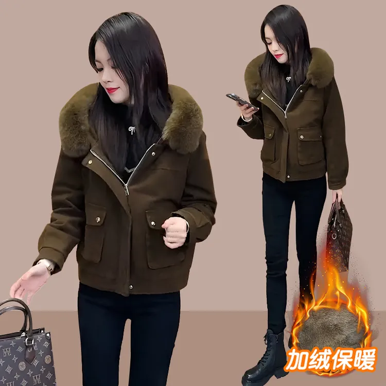 加绒加厚棉衣棉服女冬季2025新款洋气减龄小个子短款保暖夹克外套