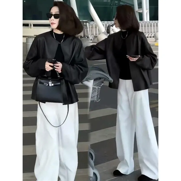 欧货气质洋气百搭外套女2025春季洋气圆领法式赫本风减龄开衫上衣