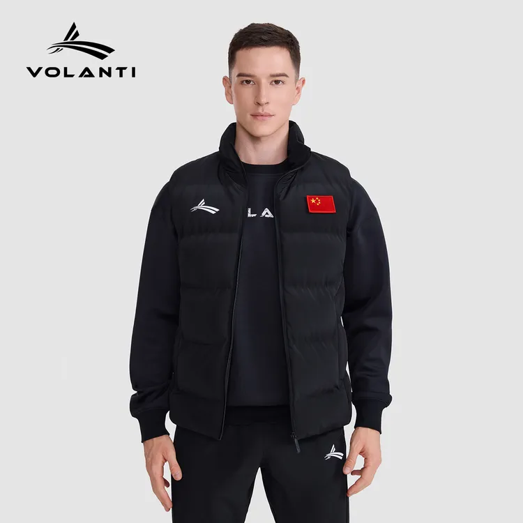 沃兰迪china系列棉马甲外穿秋冬季体育生训练服运动棉服背心外套