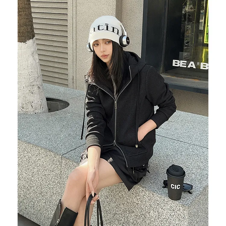 美洋MEIYANG 热气球短外套 玻尿酸抗菌绒感毛呢宽松连帽卫衣Ue