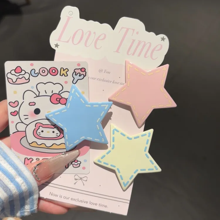 日韩可爱手绘线条星星鸭嘴夹ins简约百搭刘海边夹小众精致头饰