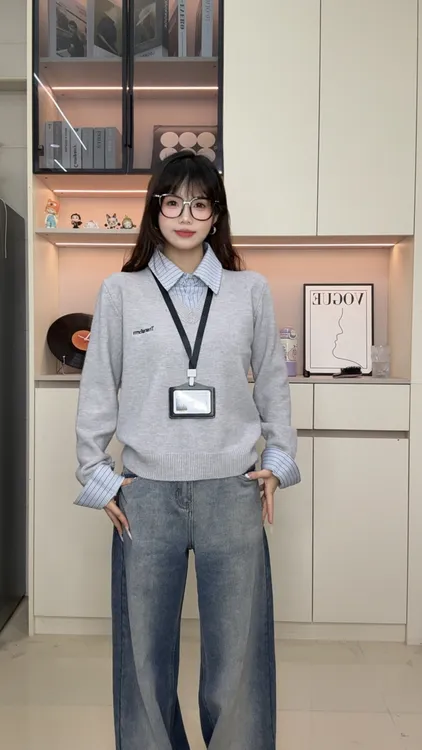 假两件撞色衬衫2025秋冬新款女装休闲百搭学院风叠穿长袖上衣