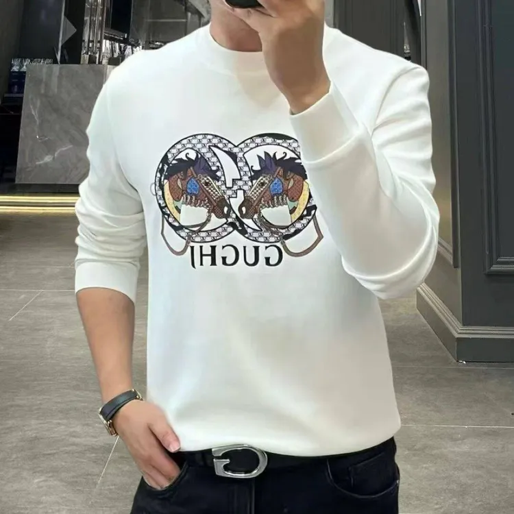 洛昂锡索秋季新款男士长袖卫衣t恤潮流时尚战马痞帅休闲打底衫