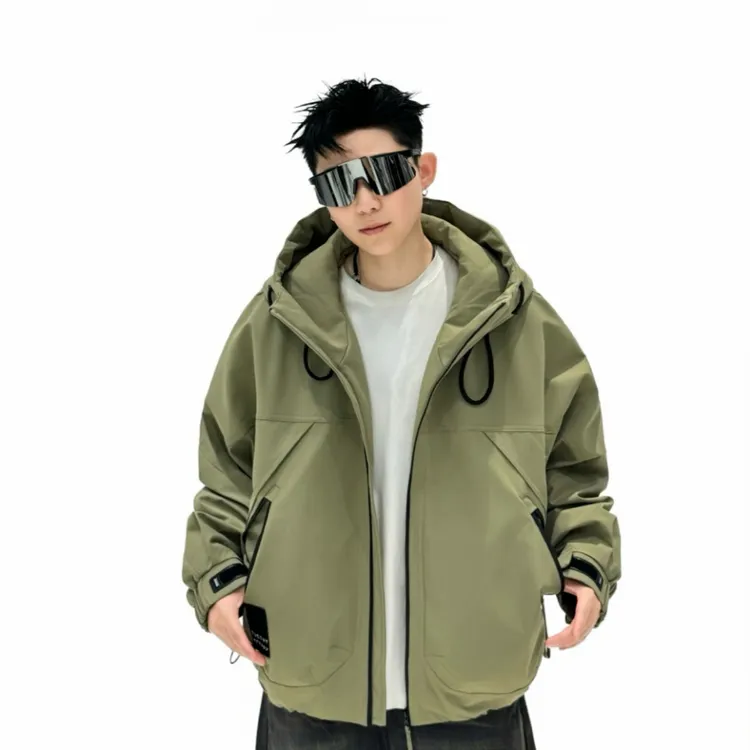 2025秋冬加厚保暖夹克宽松拉链口袋工装外套情侣户外运动夹棉上衣