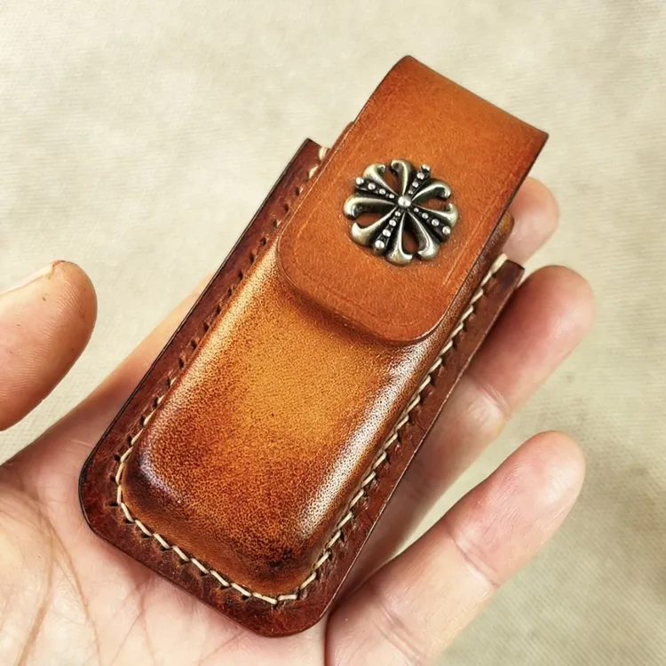 手工定制打火机皮套意大利巴特肉牛皮磁扣登喜路火机保护套